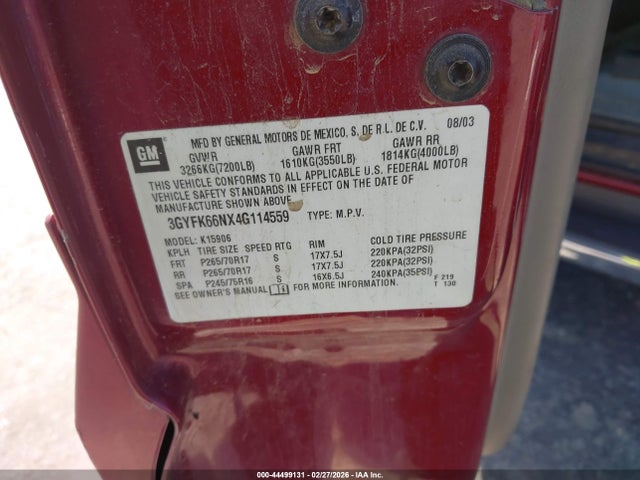 2004 CADILLAC ESCALADE ESV 3GYFK66NX4G114559 Photo 8