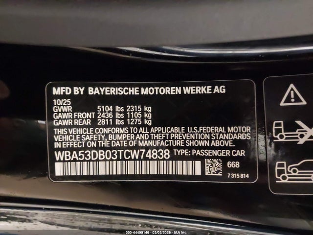 Продаж на аукціоні авто 2026 Bmw 430i Xdrive, vin: WBA53DB03TCW74838, номер лоту: 44499146