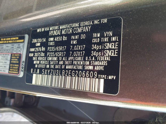 5XYZU3LB2EG206609 Hyundai Santa Fe Sport 2.4l