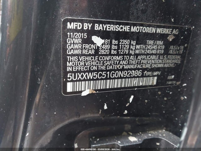 Aukcja sprzedaży 2016 Bmw X4 Xdrive35i, vin: 5UXXW5C51G0N92986, numer aukcji: 44499198