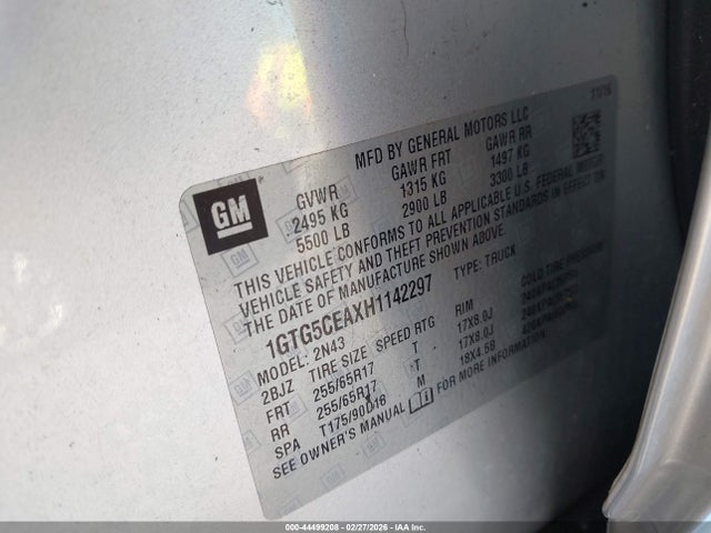 1GTG5CEAXH1142297 GMC CANYON SLE