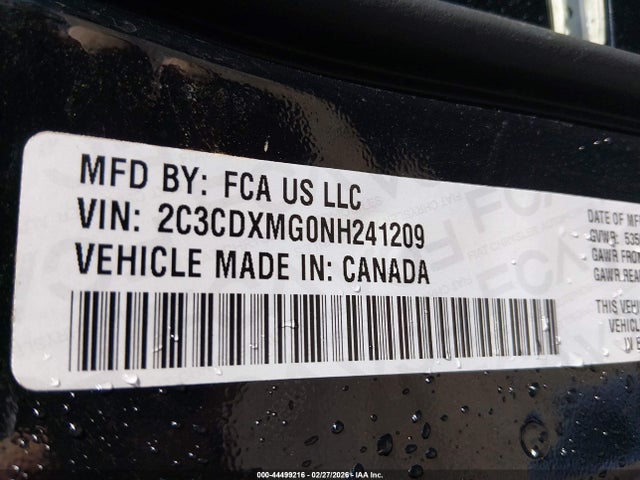 Продажа на аукционе авто 2022 Dodge Charger Gt Awd, vin: 2C3CDXMG0NH241209, номер лота: 44499216