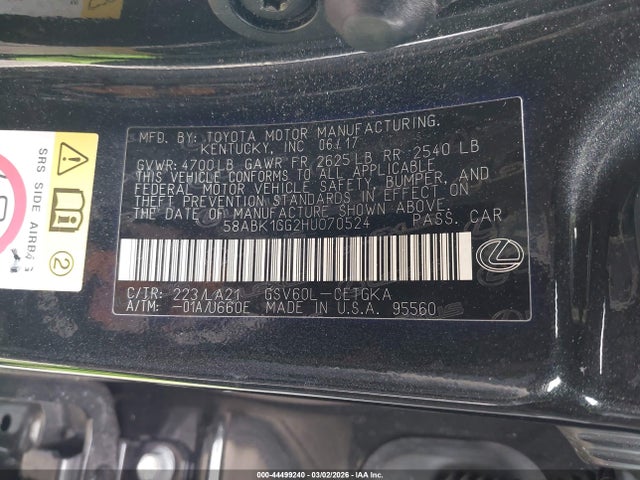 2017 LEXUS ES 350 58ABK1GG2HU070524 Photo 8