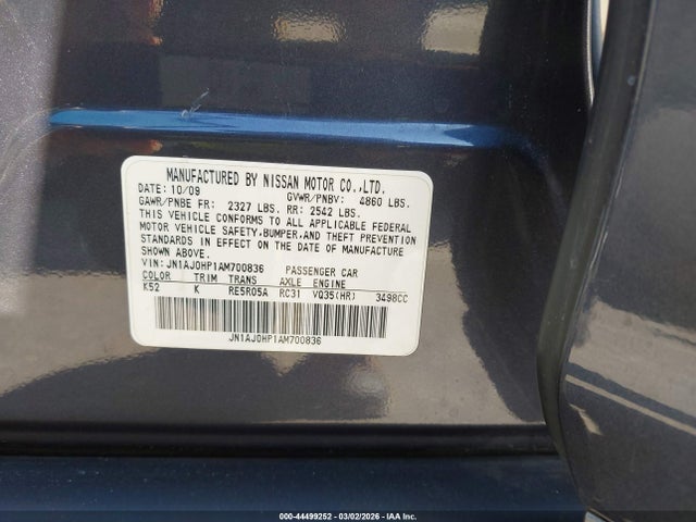 Продаж на аукціоні авто 2010 Infiniti Ex35 Journey, vin: JN1AJ0HP1AM700836, номер лоту: 44499252