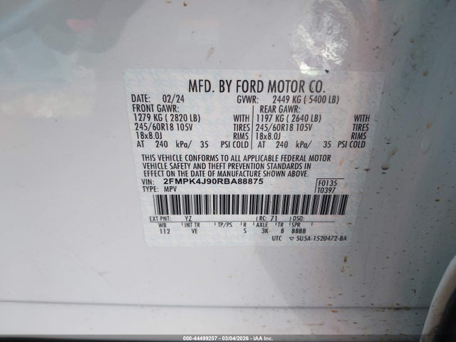 Ford EDGE SEL 2024 2FMPK4J90RBA88875 Image 9