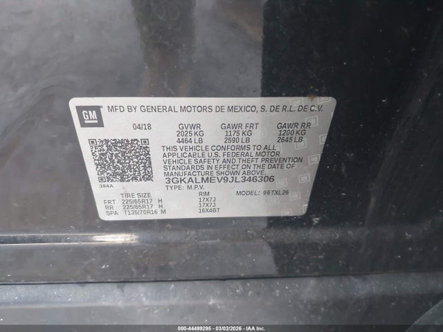 Aukcja sprzedaży 2018 Gmc Terrain Sle, vin: 3GKALMEV9JL346306, numer aukcji: 44499295