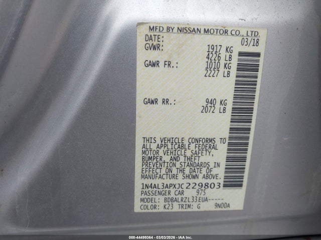 2018 NISSAN ALTIMA 1N4AL3APXJC229803 Photo 8