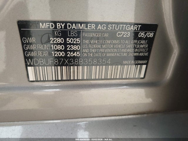 Продажа на аукционе авто 2008 Mercedes-benz E 350 4matic, vin: WDBUF87X38B358354, номер лота: 44499389