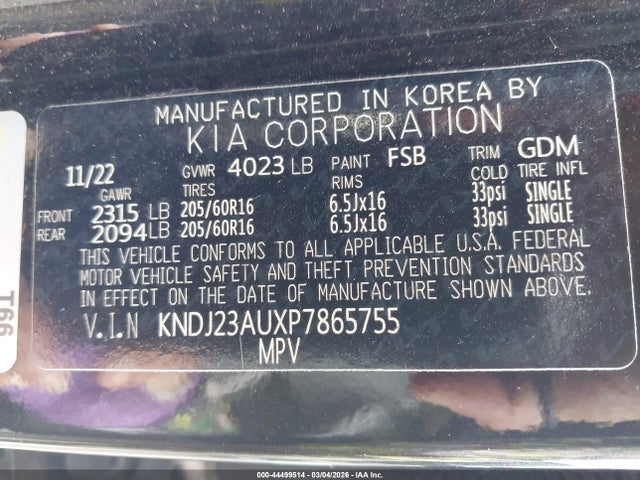 KNDJ23AUXP7865755 KIA SOUL LX