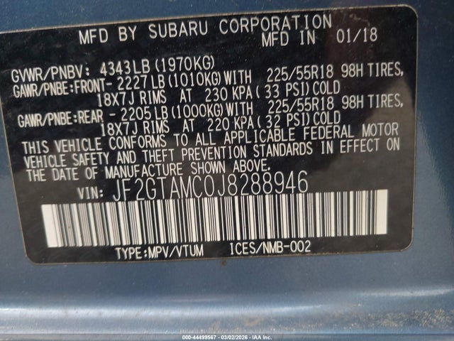 2018 SUBARU CROSSTREK JF2GTAMC0J8288946 Photo 8