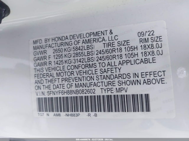 Honda Pilot Awd Trailsport 2022 5FNYF6H88NB082602 Image 9