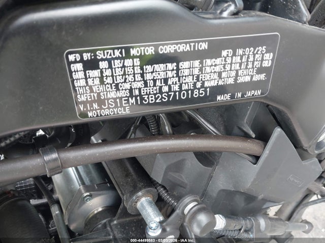 Aukcja sprzedaży 2025 Suzuki Gsx800 F, vin: JS1EM13B2S7101851, numer aukcji: 44499583