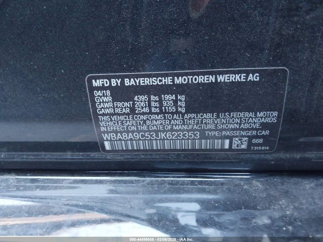 Продаж на аукціоні авто 2018 Bmw 320i, vin: WBA8A9C53JK623353, номер лоту: 44499588