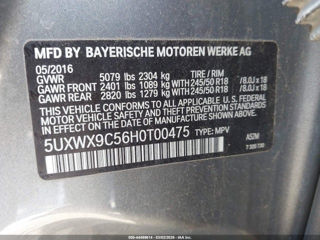 44499614 :رقم المزاد ، 5UXWX9C56H0T00475 vin ، 2017 Bmw X3 Xdrive28i مزاد بيع