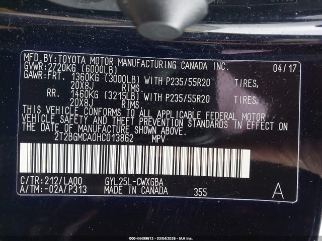 Aukcja sprzedaży 2017 Lexus Rx 450h, vin: 2T2BGMCA0HC013862, numer aukcji: 44499613