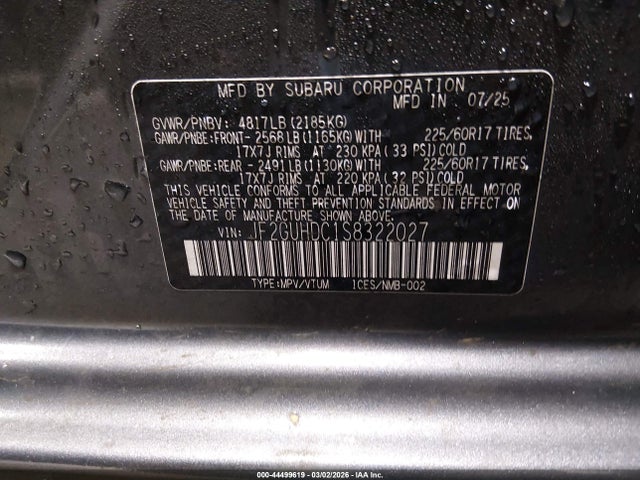 Subaru Crosstrek Premium 2025 JF2GUHDC1S8322027 Image 9