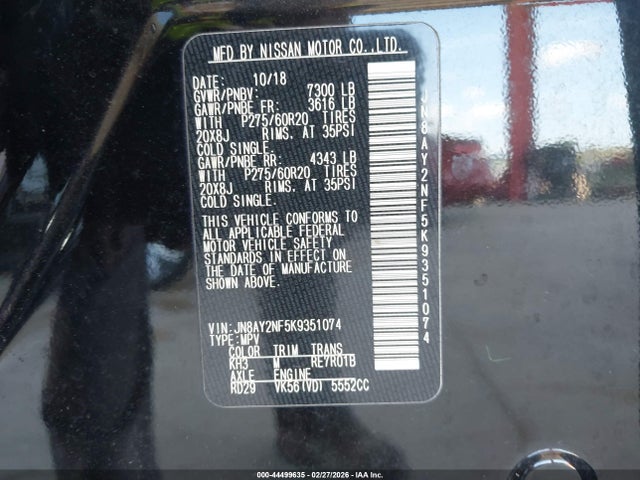2019 NISSAN ARMADA JN8AY2NF5K9351074 Photo 8