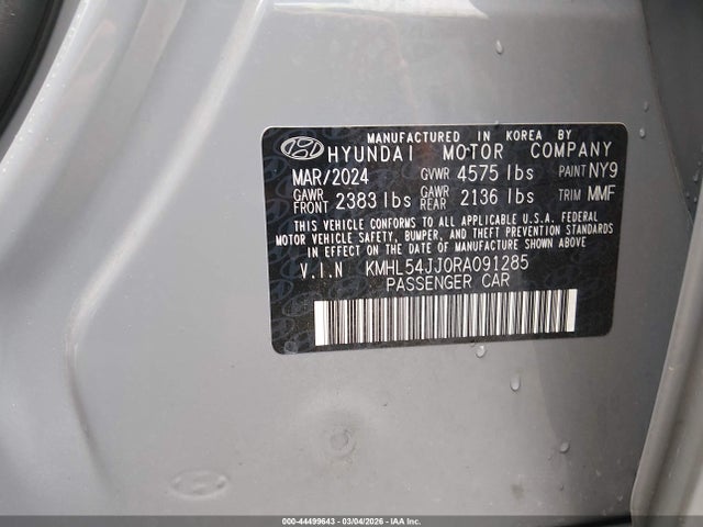 Продаж на аукціоні авто 2024 Hyundai Sonata Hybrid Limited, vin: KMHL54JJ0RA091285, номер лоту: 44499643