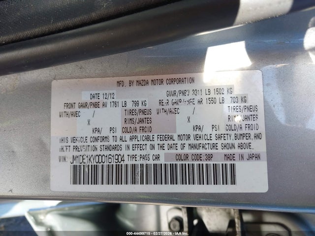 2013 Mazda Mazda2 Sport მანქანა იყიდება აუქციონზე, vin: JM1DE1KY0D0161904, აუქციონის ნომერი: 44499715