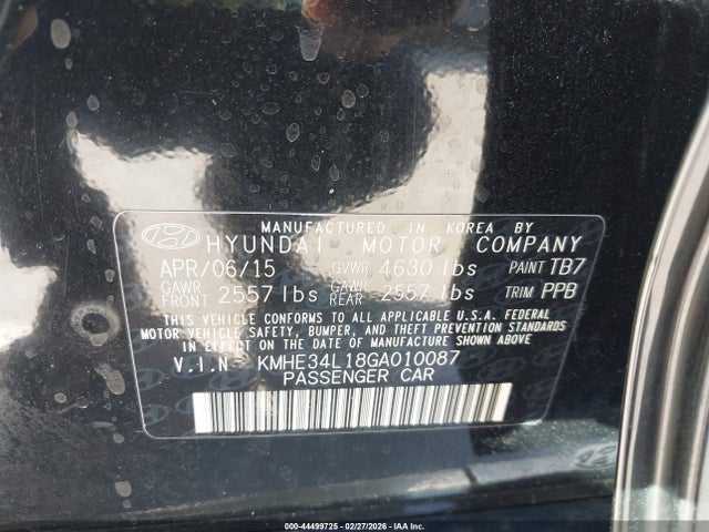 KMHE34L18GA010087 Hyundai Sonata Hybrid Limited