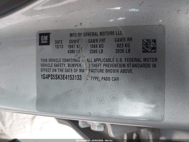 Aukcja sprzedaży 2014 Buick Verano Leather Group, vin: 1G4PS5SK3E4153133, numer aukcji: 44499753