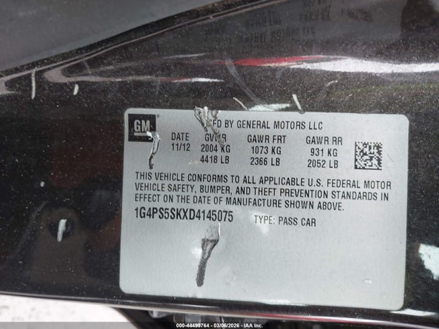 Aukcja sprzedaży 2013 Buick Verano Leather Group, vin: 1G4PS5SKXD4145075, numer aukcji: 44499764