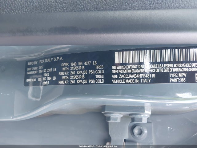 ZACCJAAB4HPF48119 Jeep Renegade Sport Fwd