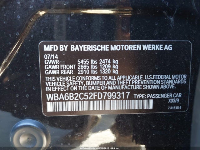 2015 BMW 650I GRAN COUPE WBA6B2C52FD799317 Photo 8