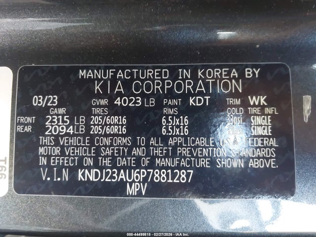 KNDJ23AU6P7881287 KIA SOUL LX
