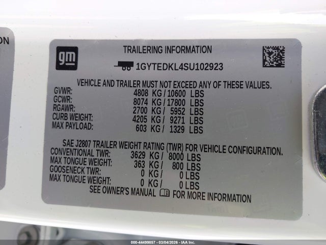 1GYTEDKL4SU102923 Cadillac Escalade Iq Luxury 2 Awd