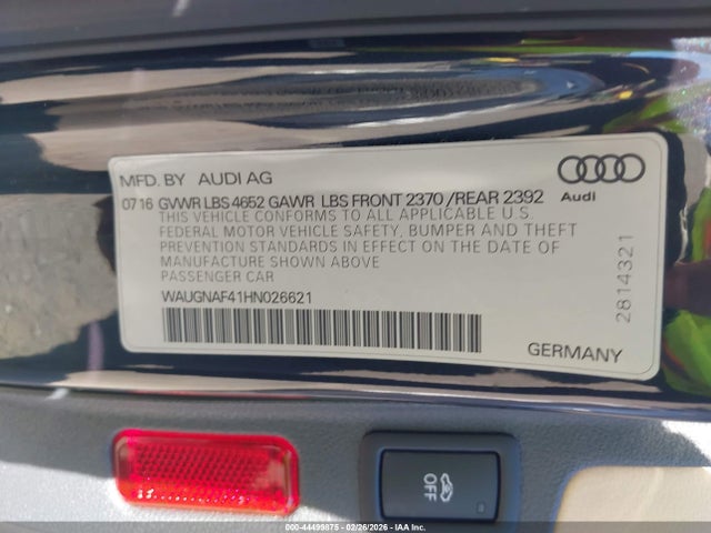 2017 AUDI A4 WAUGNAF41HN026621 Photo 8