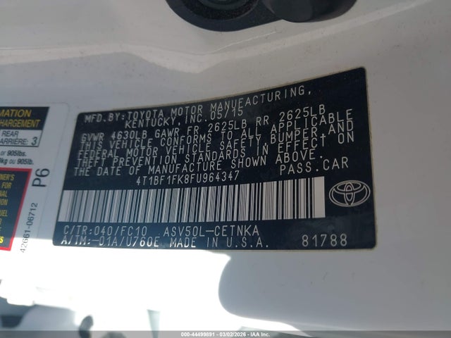 Toyota CAMRY LE 2015 4T1BF1FK8FU964347 Image 9