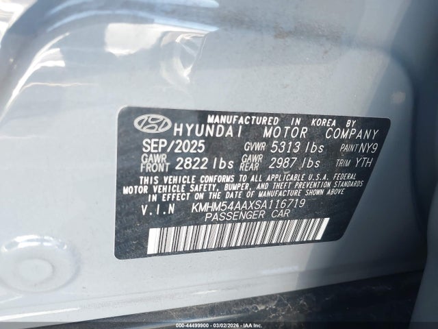 Aukcja sprzedaży 2025 Hyundai Ioniq 6 Limited, vin: KMHM54AAXSA116719, numer aukcji: 44499900