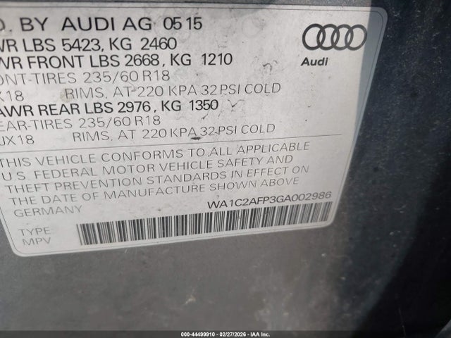 2016 AUDI Q5 WA1C2AFP3GA002986 Photo 8