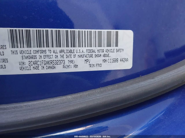 2C4RC1FGXKR532373 Chrysler Pacifica Touring Plus