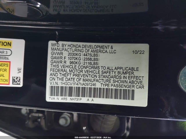 1HGCV1F47NA097246 Honda Accord Sport Special Edition