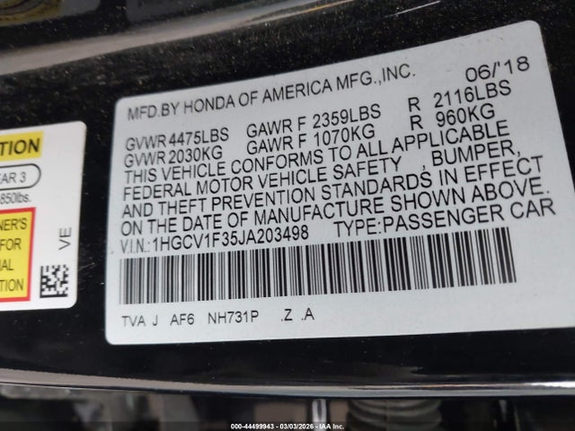 1HGCV1F35JA203498 Honda Accord Sport