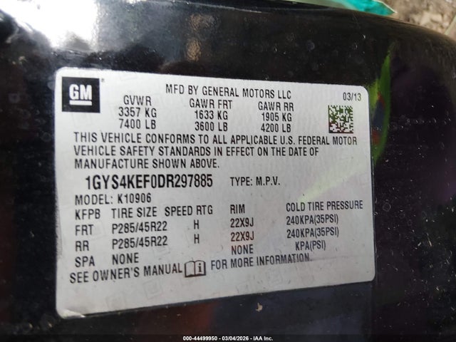 2013 CADILLAC ESCALADE ESV 1GYS4KEF0DR297885 Photo 8