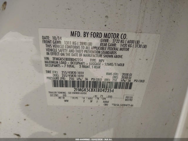 Ford FLEX SEL 2014 2FMGK5C8XEBD42354 Image 9