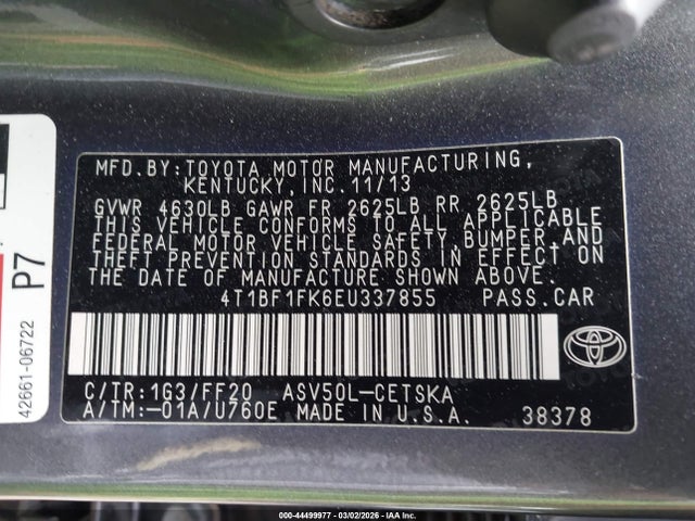 4T1BF1FK6EU337855 Toyota CAMRY SE