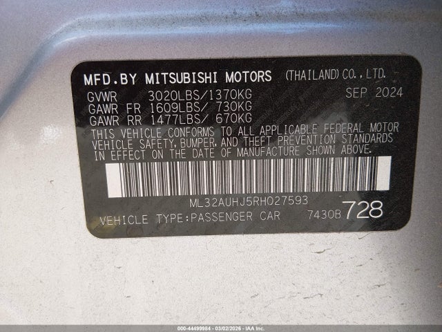 2024 MITSUBISHI MIRAGE ML32AUHJ5RH027593 Photo 8