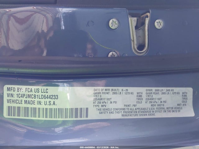 Jeep Cherokee Latitude 4x4 2020 1C4PJMCB1LD644233 Image 9
