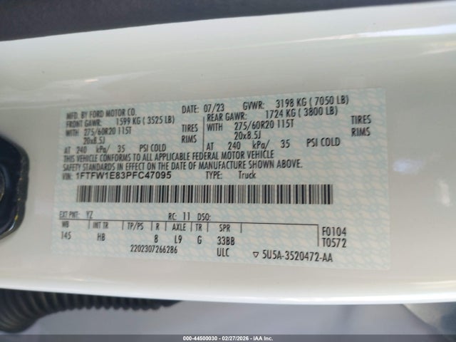 Ford F-150 Lariat 2023 1FTFW1E83PFC47095 Image 9