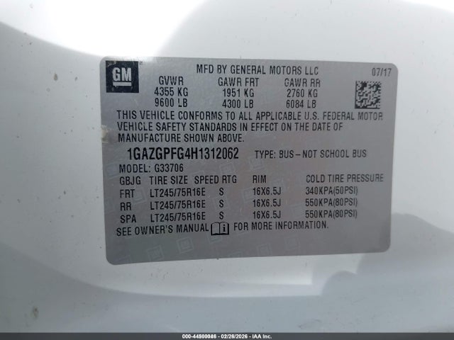Chevrolet Express 3500 Lt 2017 1GAZGPFG4H1312062 Image 9