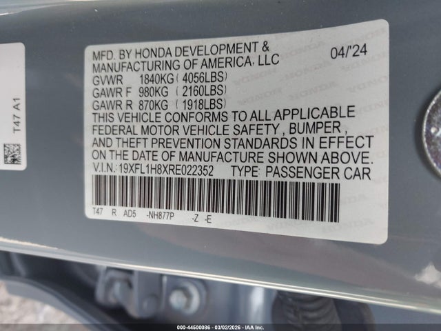 19XFL1H8XRE022352 Honda Civic Sport Touring