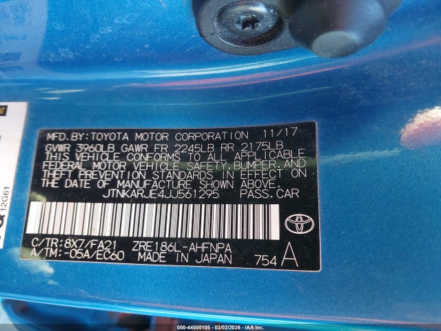 JTNKARJE4JJ561295 Toyota COROLLA IM