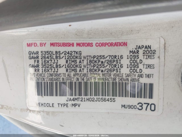 2002 MITSUBISHI MONTERO SPORT JA4MT21H02J056455 Photo 8