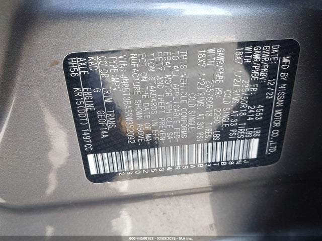 JN8BT3BA5RW352092 Nissan Rogue Sv Fwd