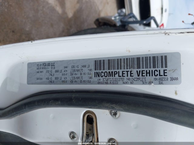 Aukcja sprzedaży 2018 Ram 3500 Chassis Tradesman/slt/laramie, vin: 3C7WRTCL5JG312757, numer aukcji: 44500175