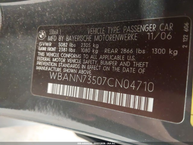 44500238 :رقم المزاد ، WBANN73507CN04710 vin ، 2007 Bmw 530xit مزاد بيع